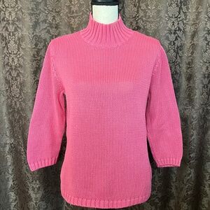 Talbots Sweater 100% Cotton 3/4 Sleeve Rosey Coral Color Great Condition Size M